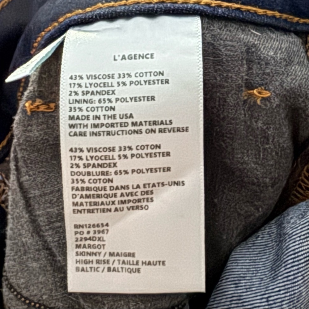 L'AGENCE High Rise Skinny Margot Jeans Size 29/8. NWOT w/ Minor Flaw - Picture 12 of 12